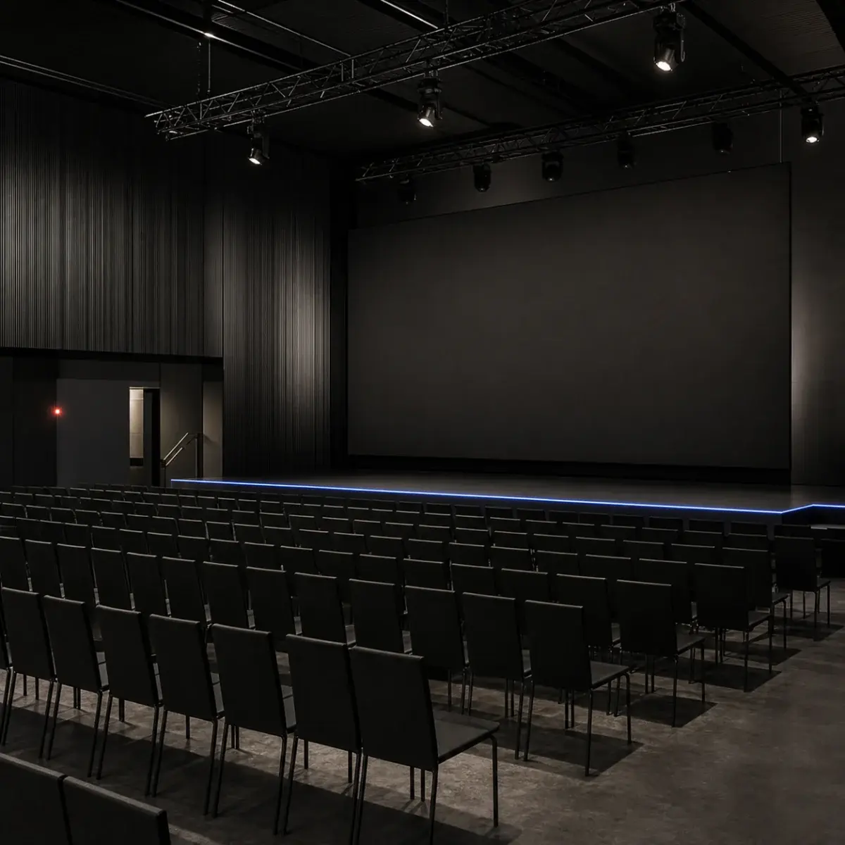 Przygotowana sala konferencyjna z profesjonalną sceną i widownią